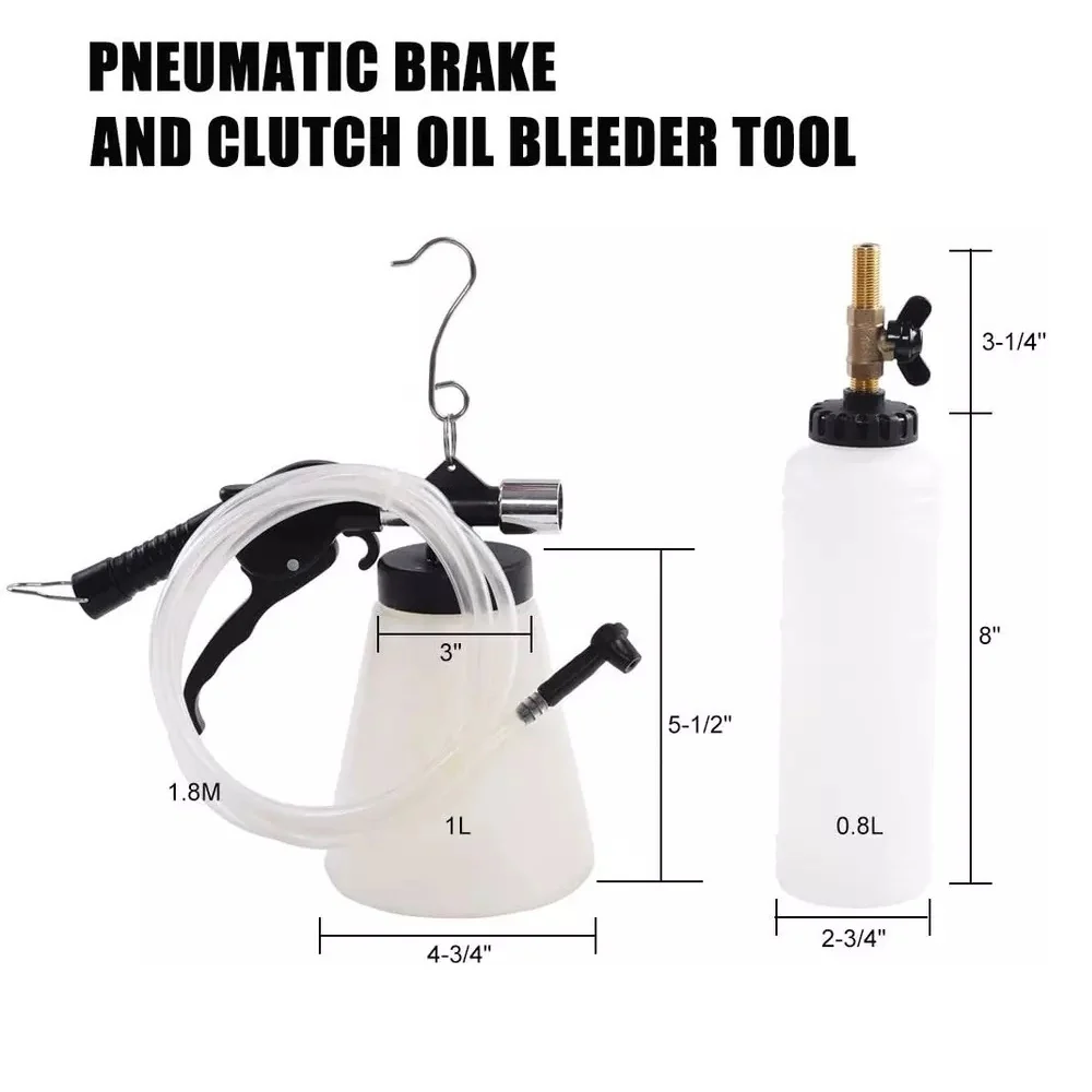 0.75 Liter Master Cylinder Air Pressure Fluid Bleed Tool Pneumatic Vacuum Brake and Clutch Bleeder Kit - Image 3
