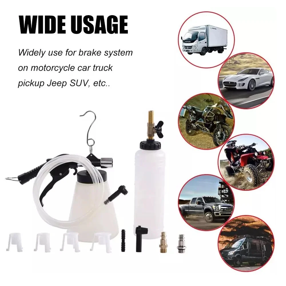 0.75 Liter Master Cylinder Air Pressure Fluid Bleed Tool Pneumatic Vacuum Brake and Clutch Bleeder Kit - Image 4